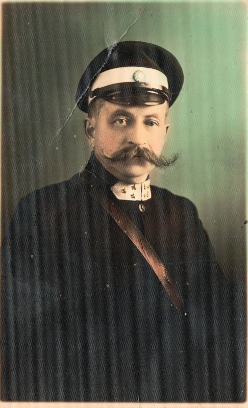 Vintage Postcard Portrait Uniformed Man Long Beard With Cap