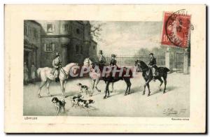 Old Postcard See you Loffler Horses Horse Horse Dog Dog