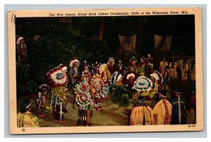 Vintage 1956 Postcard War Dance Stand Rock Indian Ceremonial Dells of Wisconsin