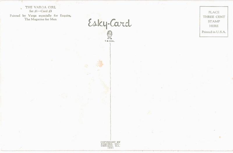 Esquire 1940s Pin Up Jumbo Postcard Varga 1.3 Sexy Pilgrim Spanish Guitar 