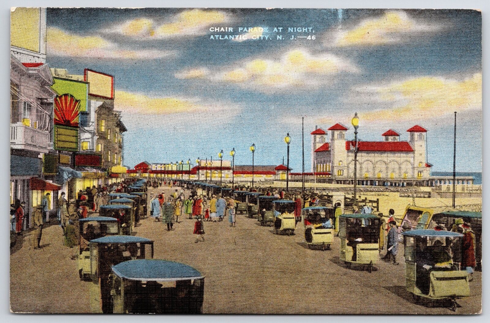 Chair Parade At Night Atlantic City New Jersey Boardwalk Crowded Place ...