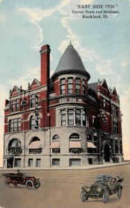 ROCKFORD, Illinois IL  EAST SIDE INN HOTEL & Street View~Cars  ca1910's Postcard