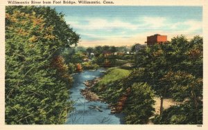 Vintage Postcard Willimantic River From Foot Bridge Connecticut CT Kaufmann News