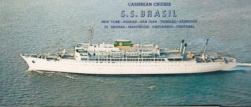 SS Brasil Ship Giant Bookmark Widescreen 1960s Postcard