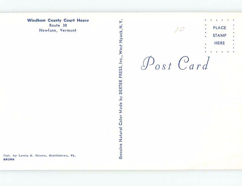 Pre-1980 COURTHOUSE SCENE Newfane Vermont VT d2798