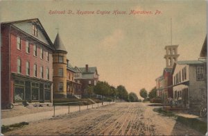 Postcard Railroad St Keystone Engine House Myerstown PA #1