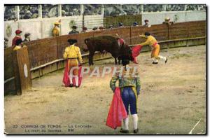 Old Postcard Corrida De Toros The estocada Bull's Death