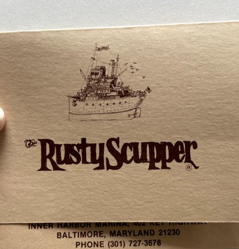 Vintage 80s The Rusty Scupper Lunch & Dinner Menu Baltimore Maryland  