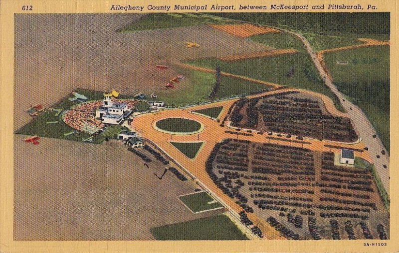 Postcard Allegheny County Municipal Airport McKeesport + Pittsburgh PA