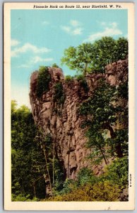 Vtg Bluefield West Virginia WV Pinnacle Rock Route 52 1950s View Linen Postcard