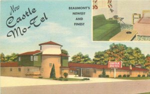 Beaumont Texas Castle Mo Tel Brogan Advertising roadside linen Postcard 21-10303