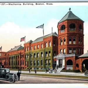 c1910s Boston, MA Mechanics Building Abrams Touring Car Downtown Scene PC A145