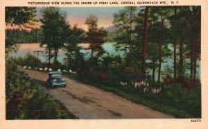 Vintage Postcard Picturesque First Lake Central Adirondack Mountains New York NY