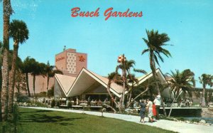 Vintage Postcard Busch Gardens Hospitality House with Budweiser Brewery Tampa FL