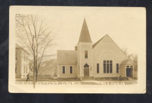 RPPC RED OAK IOWA FIRST BAPTIST CHURCH BUILING KRUXO REAL PHOTO POSTCARD