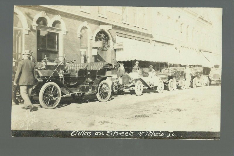 Toledo IOWA RP c1910 AUTOMOBILE RALLY Auto Cars MAIN STREET nr Tama Marshalltown