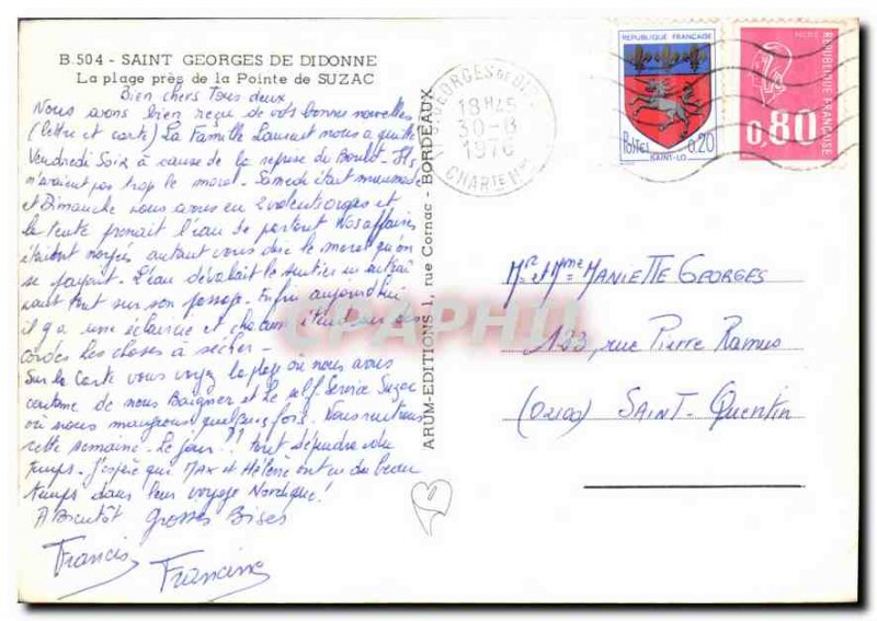 Postcard Moderne Saint Gorges de Didonne Beach near La Pointe Suzac