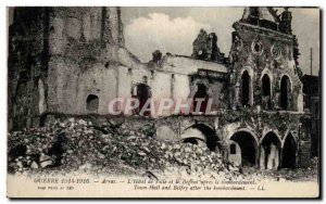 Old Postcard Arras Town Hall and the Belfry after the bombing