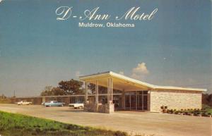 Muldrow Oklahoma D Ann Motel Street View Vintage Postcard K58556
