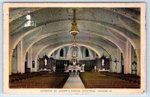 St. Joseph's Shrine Interior MONTREAL Canada 1938 Postcard