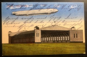 Mint Color Picture Postcard Germany Zeppelin Airship Over Leipzig Hall