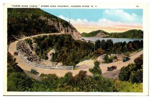 Antique Horse Shoe Curve, Storm King Highway, Hudson River, NY Postcard