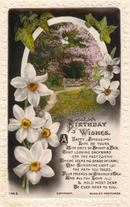 British friendship flowers greetings postcard Birthday wishes bloomed tree 1931