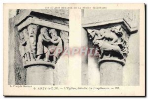 Postcard Old Anzy le Duc details The Church of Capitals