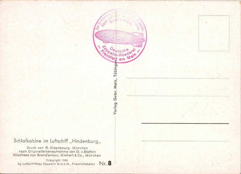 Mint Germany Zeppelin LZ 129 Hindenburg Passengers Cabin RPPC Postcard