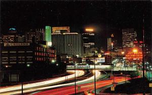 ATLANTA, GA Georgia  DOWNTOWN SKYLINE~Night View PEPSI~JET DELTA SIGNS Postcard