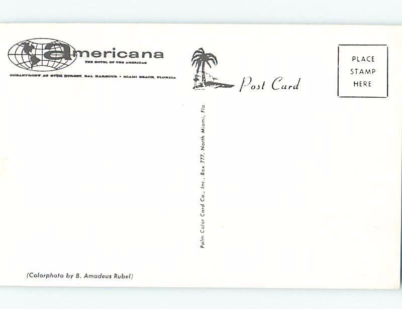 Unused Pre-1980 AMERICANA MOTEL Bal Harbour - Near Miami Beach Florida FL c2152