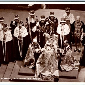 c1950s London, UK RPPC Westminster Abbey Homage Ceremony Coronation Robes A349