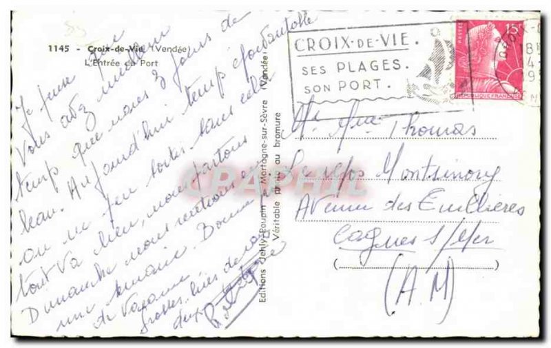 Old Postcard Croix de Vie (Vendee) The Port of Entry