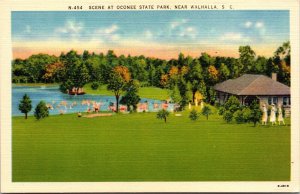 Vtg Walhalla South Carolina SC Oconee State Park Lake 1930s Linen View Postcard