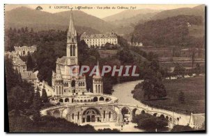 Old Postcard Lourdes Basilica Chateau Fort View taken