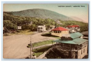 c1940's Western Summit Cabins Mohawk Trail Massachusetts MA Handcolored Postcard