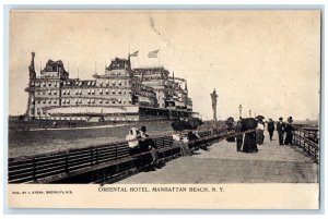 c1905 Oriental Hotel Exterior Building Manhattan Beach New York Vintage Postcard