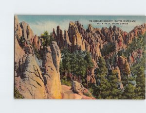 Postcard Needles Highway Custer State Park Black Hills South Dakota USA