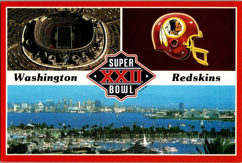 Super Bowl XXII Washington Redskins San Diego Jack Murphy Stadium Postcard I62