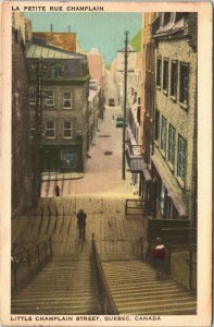 Canada Little Champlain Street Quebec Vintage Postcard 03.60