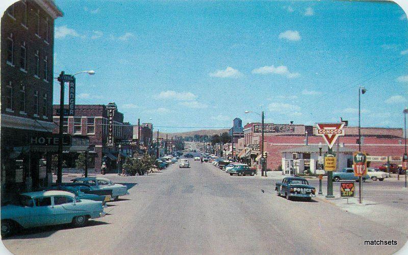 1950s Conoco Gas Station Business Section Lusk Wyoming Sanborn postcard