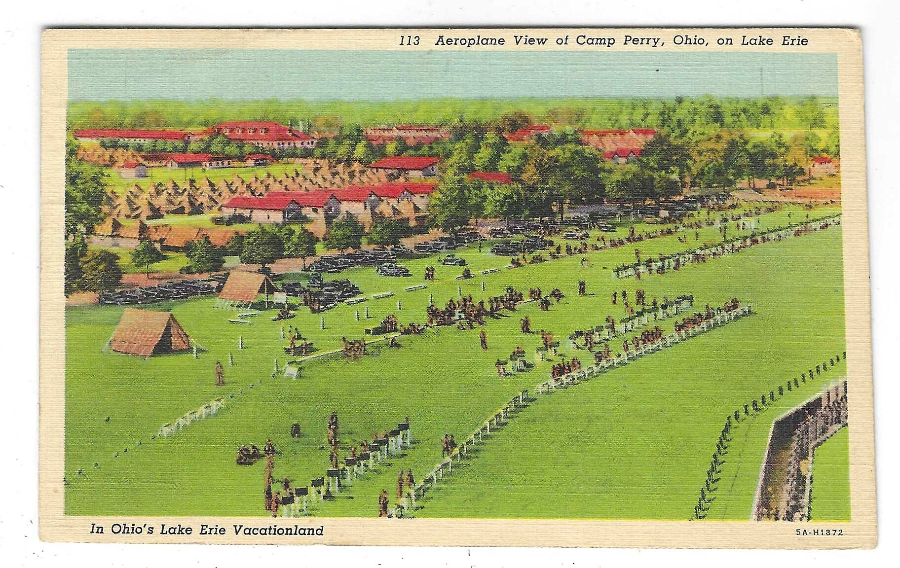 Aerial view of Camp Perry, Ohio, on Lake Erie, postcard Topics