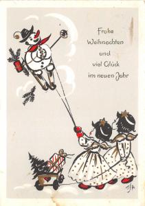 BG20757 snowman humanized at ski fir gift children  new year neujahr   germany