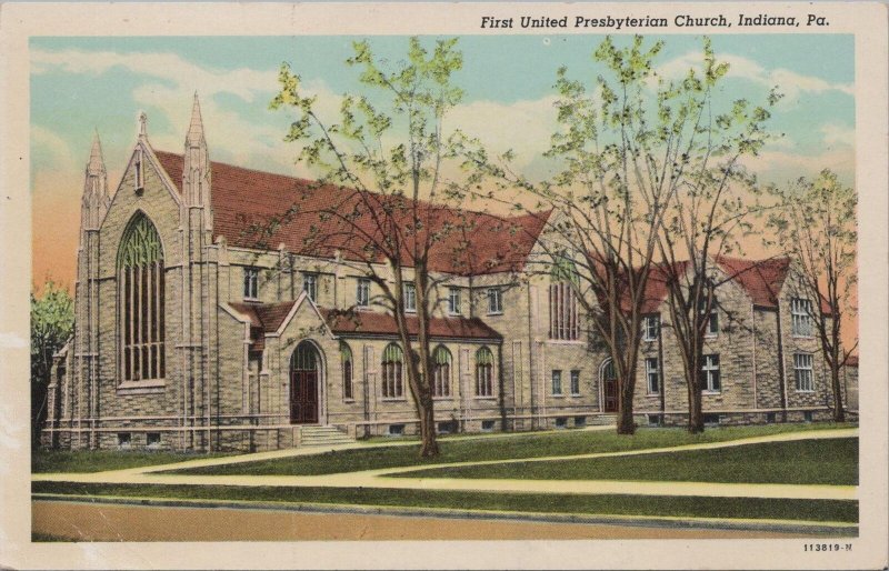 Postcard First United Presbyterian Church Indiana PA 1957