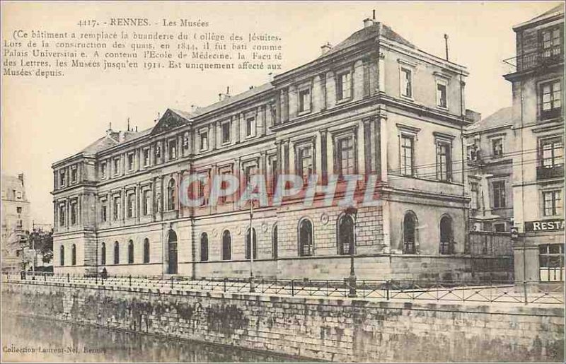 Postcard Old Rennes Museums (it has Batiement Replaces Utility of the College...