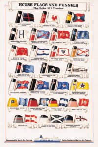 Trawlers 3 Nautical Ship Flags Marine Art North Sea Ferry Postcard