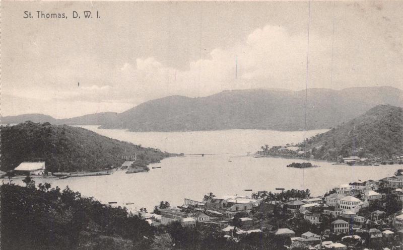 ST THOMAS DANISH WEST INDIES~PANORAMA VIEW~LIGHTBOURNS PHOTO POSTCARD 1910s