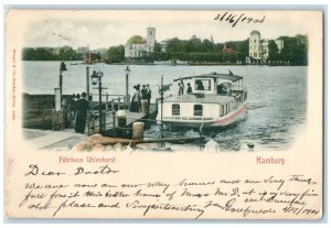 1900 Uhlenhorst Ferry House Buildings on Other Side Hamburg Germany Postcard