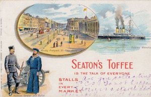 Russian Military Warship WW1 Advertising Seatons Toffee Old Postcard