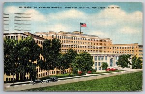 University Of Michigan Hospital Ann Arbor MI C1941 Linen Postcard S10